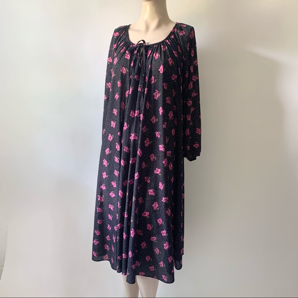 Vintage Floral Balloon Sleeve Tent Dress Muumuu